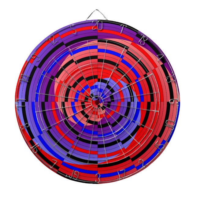 Red & Blue Counter Spiral by Kenneth Yoncich Dartboard (Front)
