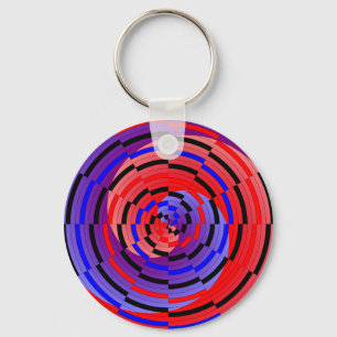 Red & Blue Counter Spiral by Kenneth Yoncich Key Ring
