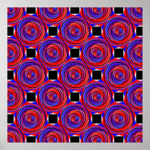 Red & Blue Counter Spiral by Kenneth Yoncich Poster