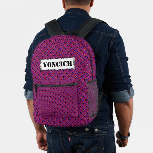 Red & Blue Counter Spiral by Kenneth Yoncich Printed Backpack (Insitu (Model))