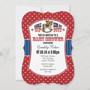Red Blue Cowboy Baby Shower Invitation