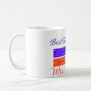 Red blue crayons best teacher ever add year name coffee mug