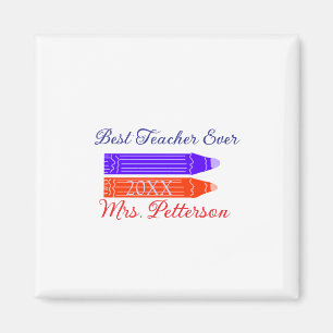 Red blue crayons best teacher ever add year name magnet