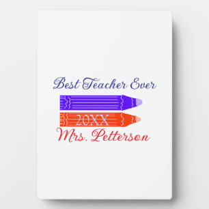 Red blue crayons best teacher ever add year name plaque