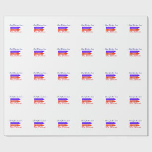 Red blue crayons best teacher ever add year name wrapping paper