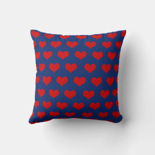 Red Blue Cute Cosy Modern Romantic Chic Heart  Cushion