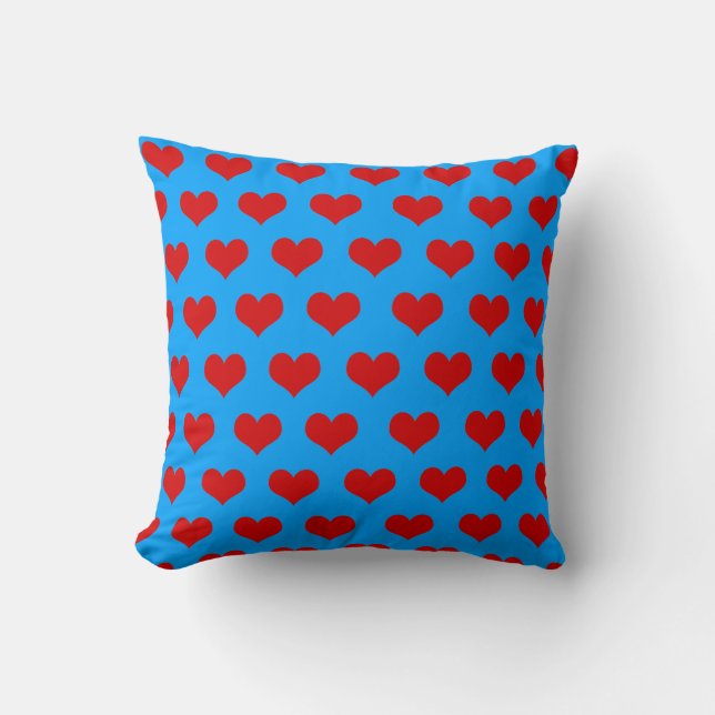 Red Blue Cute Cosy Modern Romantic Chic Heart  Cushion (Front)