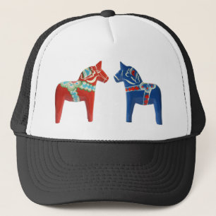 Red & Blue Dala Horse Trucker Hat