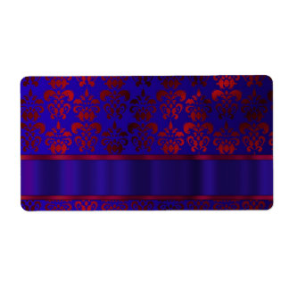 Red & blue damask swirl