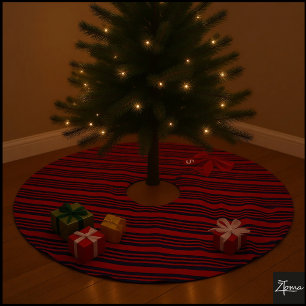 Red Blue Diagonal Stripes Ribbon Background Brushed Polyester Tree Skirt