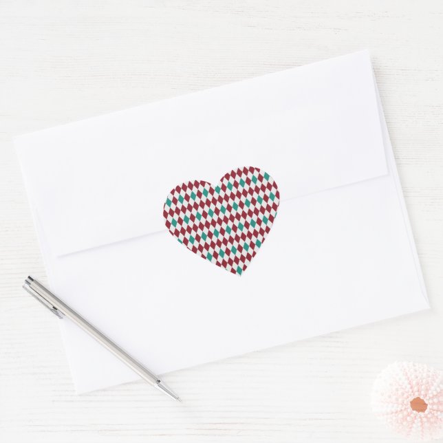 Red & Blue Diamond Glitter Heart Sticker (Envelope)