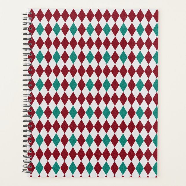 Red & Blue Diamond Glitter Planner (Front)