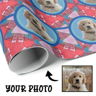Red & Blue Dog Lovers Pet Moms Wrapping Paper