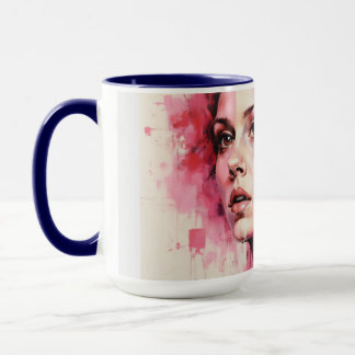 Red & Blue Duality – Twin Portraits in Abstract St Mug