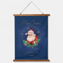Red Blue Elegant Vintage Santa Claus Christmas