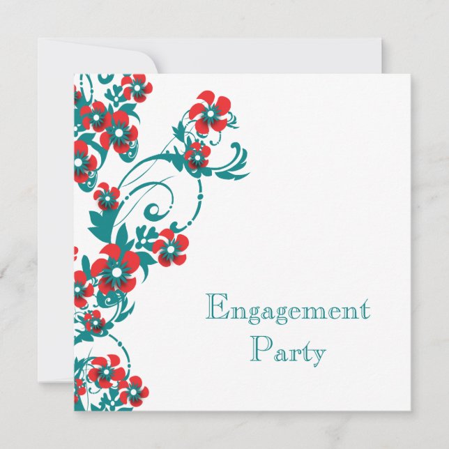 Red blue engagement wedding PERSONALIZE Invitation (Front)