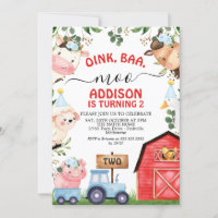 Red Blue Farm Barn Tractor Birthday
