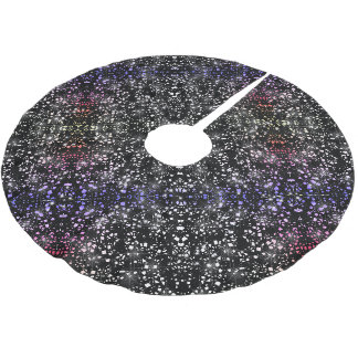 Red Blue Faux Glass Glitter Sparkle on Black Brushed Polyester Tree Skirt