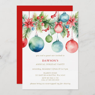 Red Blue Festive Corporate Christmas Party Invitation