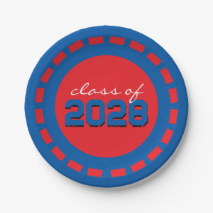 Red & Blue Filmstrip Class Year Graduation Paper Plate