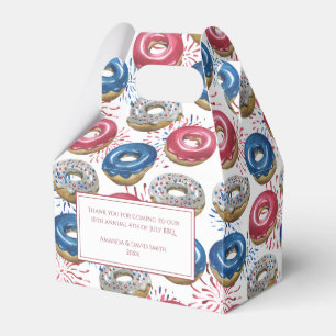 Red Blue Fireworks Doughnuts 4th of July Party Favour Box