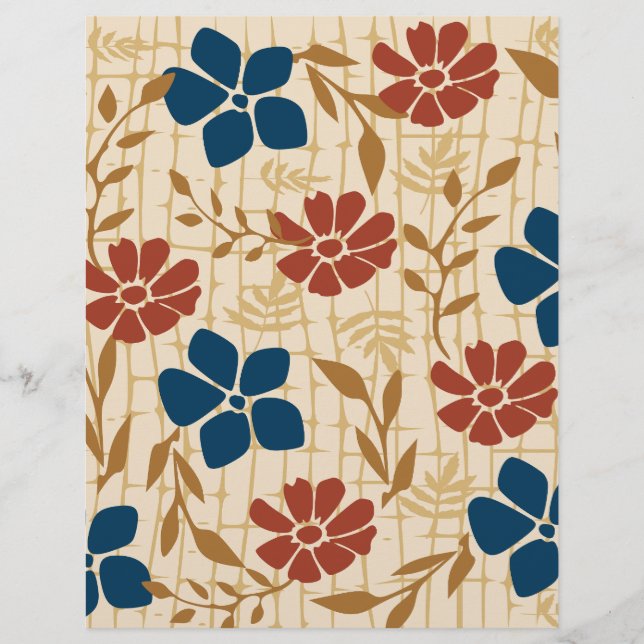 Red & Blue Floral  pattern : (Front)