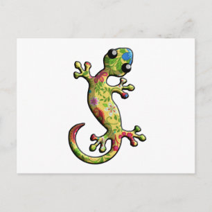 Red Blue Floral Postcard
