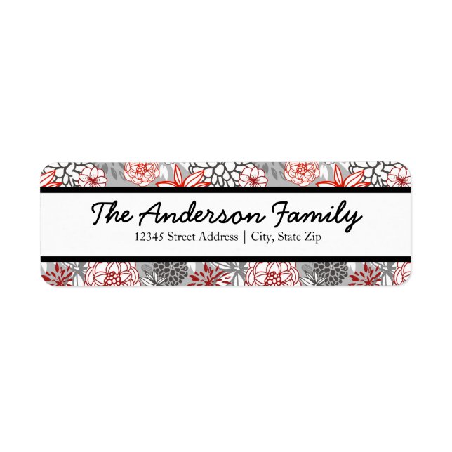 Red & Blue Floral - Return Address Labels (Front)