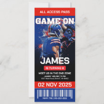 Red & Blue Football Birthday Invitation