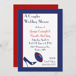 Red & Blue Football Couples Wedding Shower Invitation