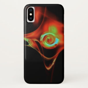 RED BLUE FRACTAL ROSE iPhone X CASE