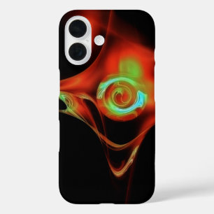 RED BLUE FRACTAL ROSE iPhone 16 CASE