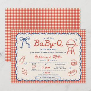 Red Blue Gender Neutral Baby Q Bbq Baby Shower  Invitation
