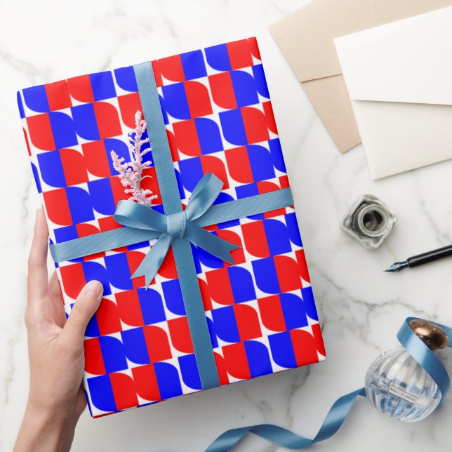 Red & Blue Geometric Pattern  Wrapping Paper (Gifting)
