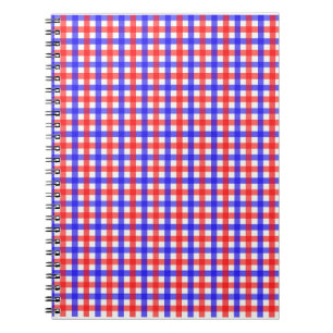 Red Blue Gingham Plaid Pattern Notebook