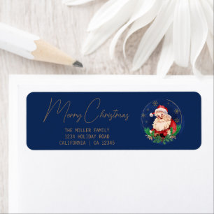 Red Blue Gold Vintage Christmas Return Address Label