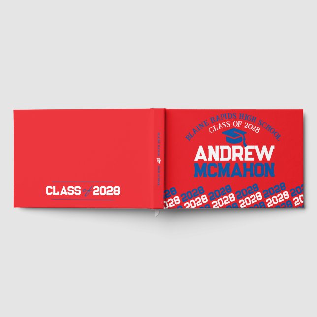Red & Blue Graduation Personalised Guest Book (Full)