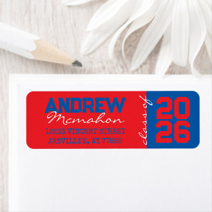 Red & Blue Graduation Return Address Labels