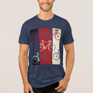Red Blue Graphic Bikes Urban Style Tri-Blend Shirt