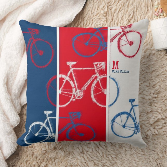 Red &Blue, graphic & cool Bicycles Cushion (Blanket)