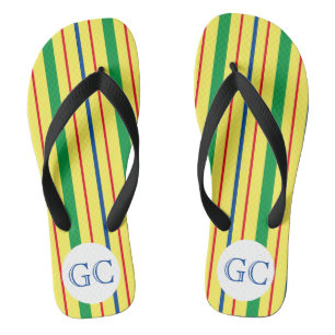Red, Blue, Green And Yellow, Summer Stripes Thongs