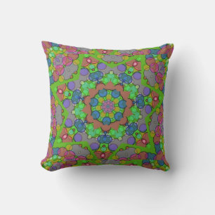Red Blue Green Christmas Kaleidoscope Pattern Cushion