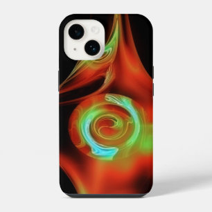 RED BLUE GREEN FRACTAL ROSE iPhone CASE