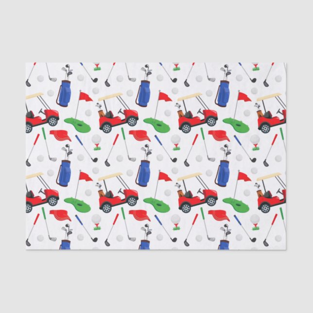 Red Blue & Green Golf Tissue Paper (Front)