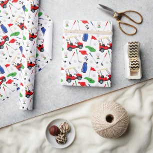 Red Blue & Green Golf Wrapping Paper