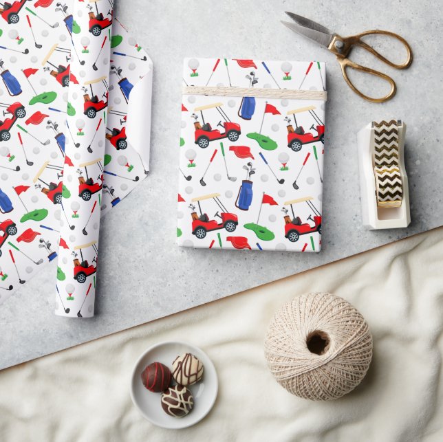 Red Blue & Green Golf Wrapping Paper (Crafts)