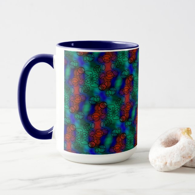 Red Blue Green Jimette Design MUG cup (With Donut)