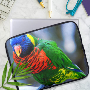 Red blue green lorikeet bird photography modern laptop sleeve