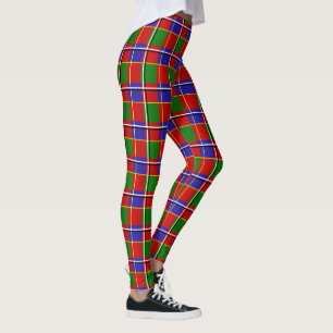 Red Blue Green Tartan Check Leggings