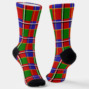 Red Blue Green Tartan Check Socks